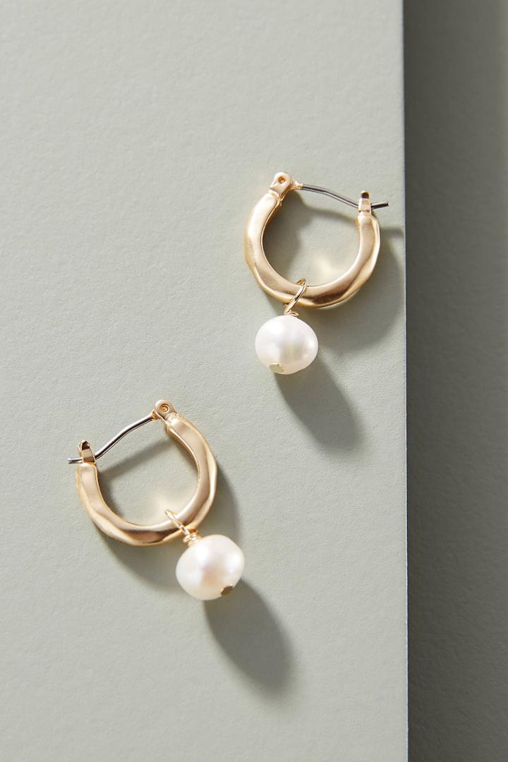 Anthropologie Aquata Pearl Hugger Hoop Earrings