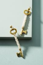 Anthropologie Pearled Vintage Key Earrings