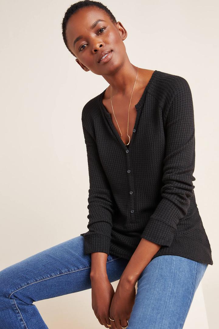Anthropologie Monique Henley Peplum Top