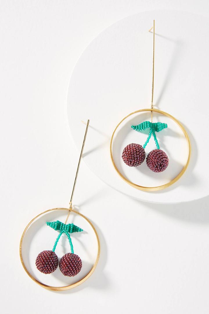 Anthropologie Swinging Cherry Drop Earrings