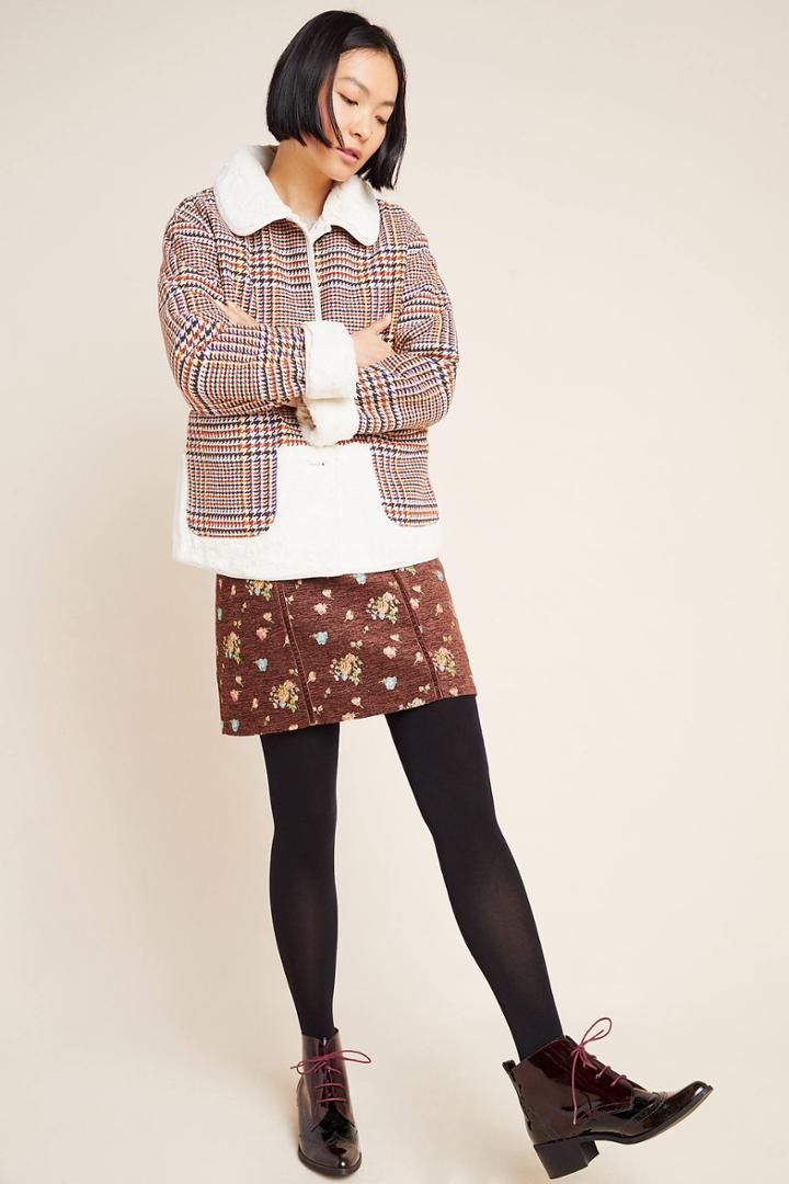 Nurode Plaid Faux Fur Jacket