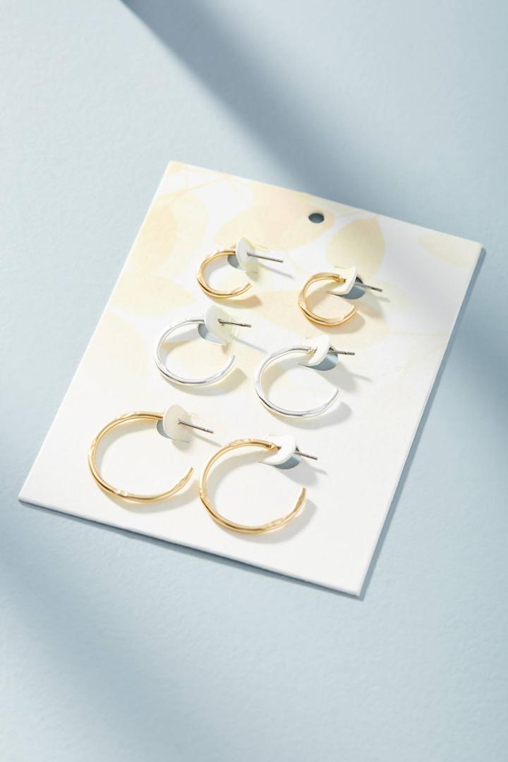 Anthropologie Braxlynn Hugger Hoop Earring Set