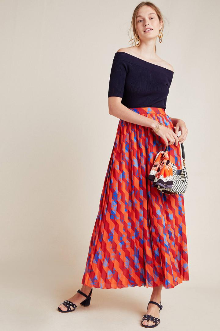 Pankaj & Nidhi Katarina Pleated Maxi Skirt