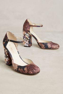 Bettye Muller Bejeweled Ankle Strap Heels Grey