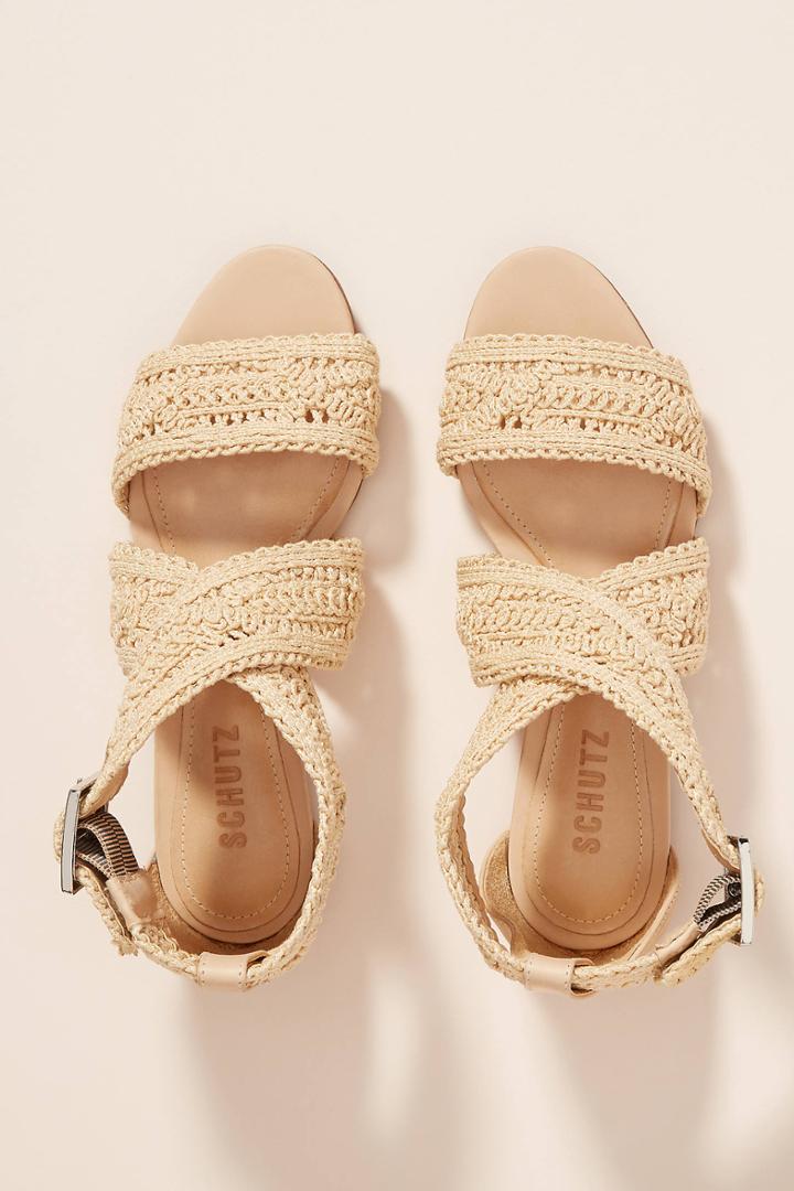 Schutz Woven Jute Criss-cross Sandals