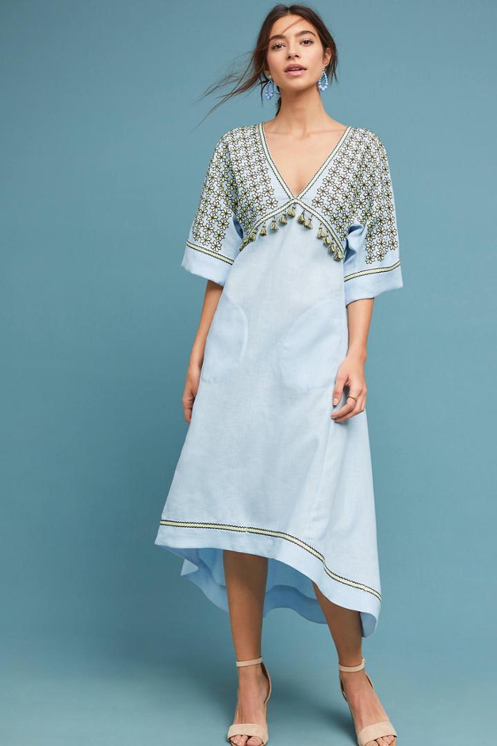 Vyshyvanka By Sleeping Gypsy Alushta Embroidered Midi Dress