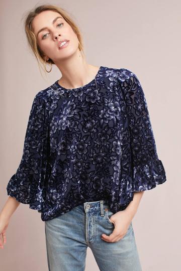 Samantha Dru Velvet Kimono-sleeve Blouse
