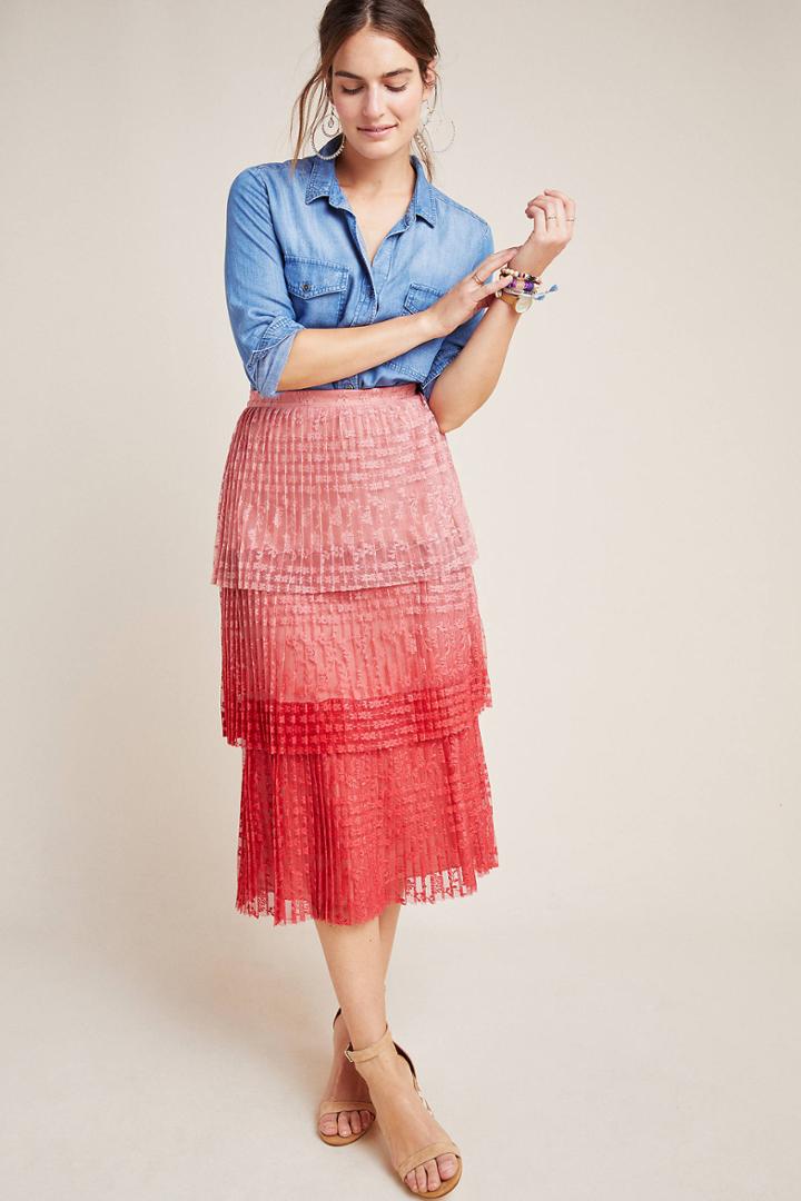 Maeve Brighton Tiered Midi Skirt