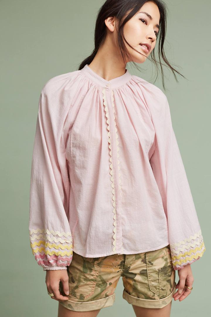 Bliss & Mischief One-of-a-kind Scalloped Peasant Blouse