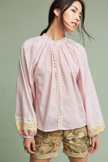 Bliss & Mischief One-of-a-kind Scalloped Peasant Blouse