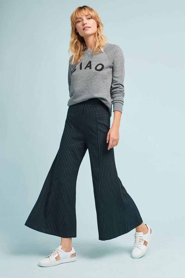 Essentials By Anthropologie The Essential Pinstriped Wide-legs