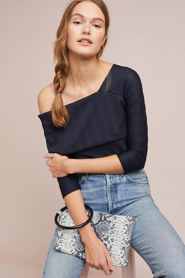 Blue Tassel Shuler One-shoulder Top