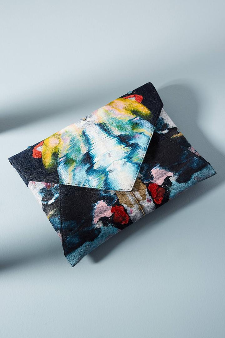 Bea Valdes Crystal Denim Envelope Clutch