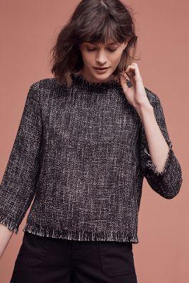 Drew Frayed Tweed Top