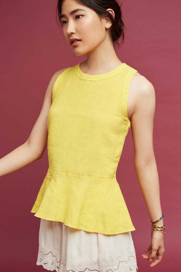 Three Dots Woodrift Peplum Top