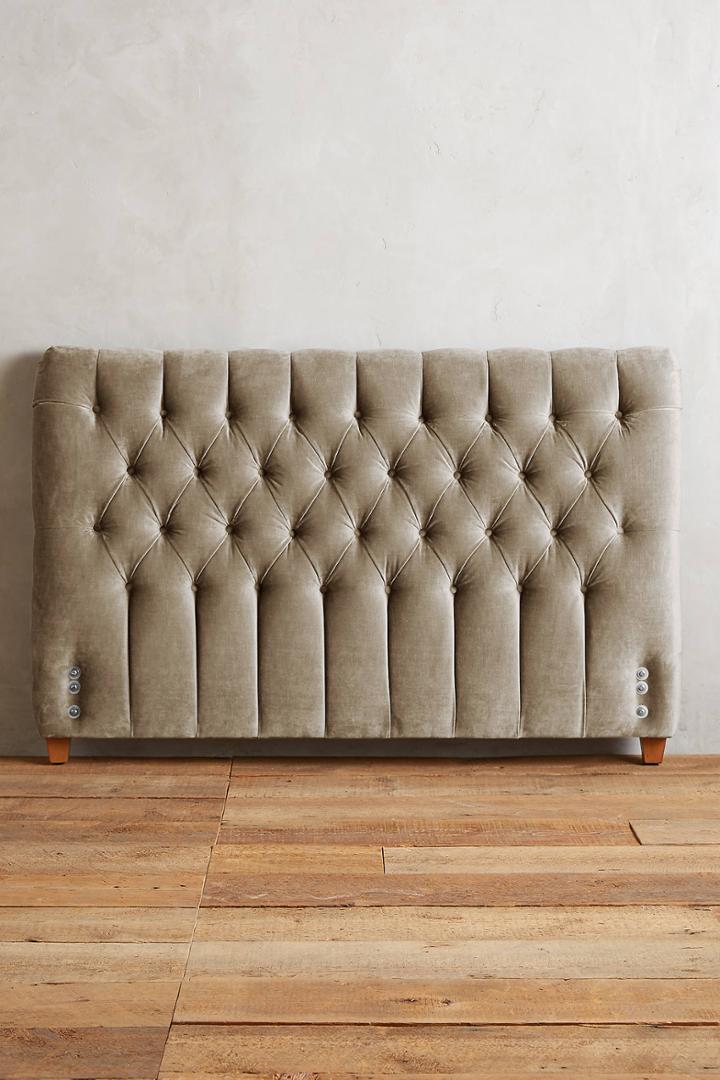 Anthropologie Slub Velvet Tufted Lena Headboard