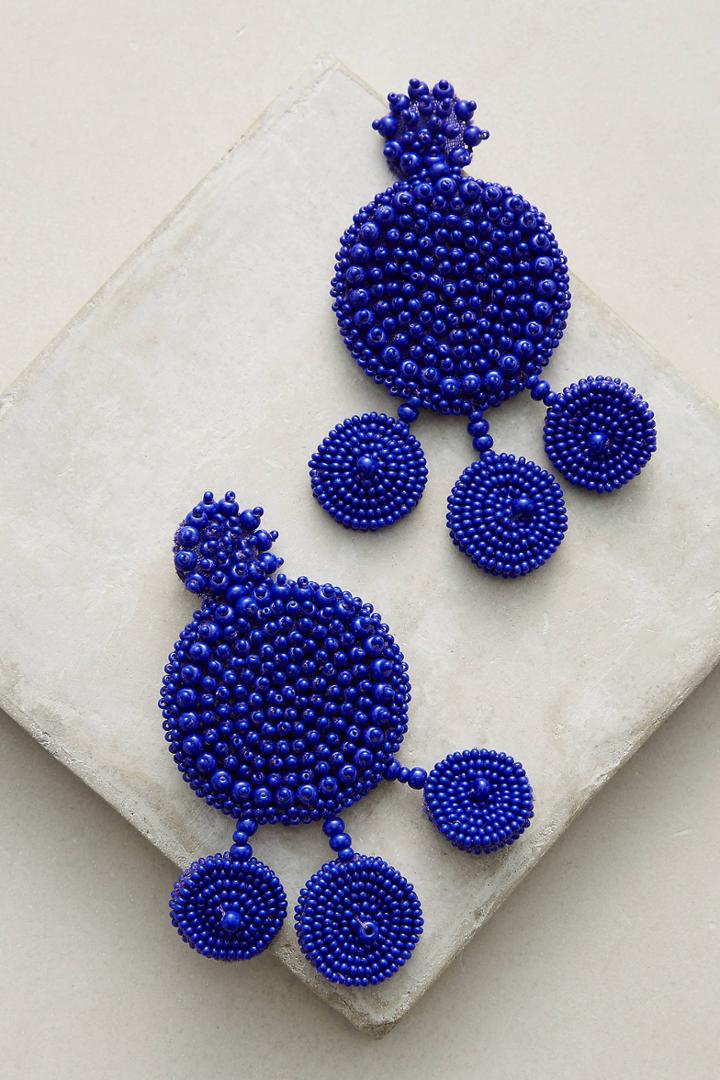 Mochi Flamenca Navy Beaded Drop Earrings