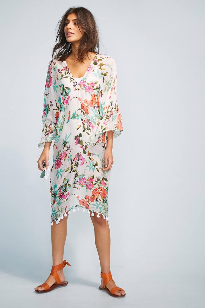 Pool To Party Tasseled Floral Caftan