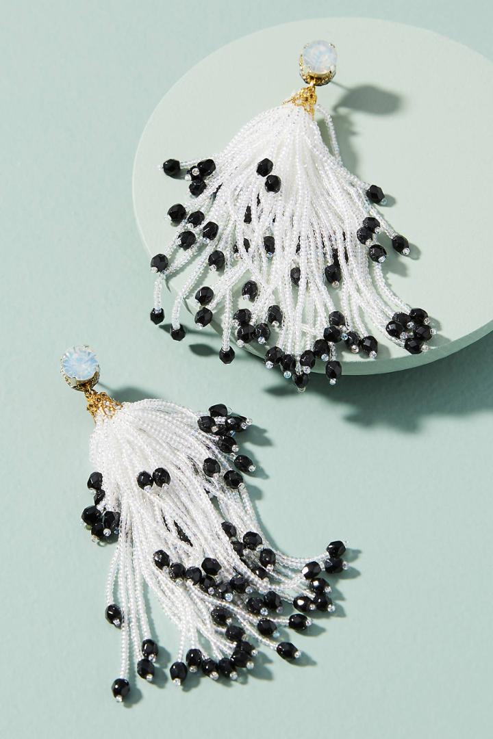 Suzanna Dai Beaded Contrast Chandelier Earrings