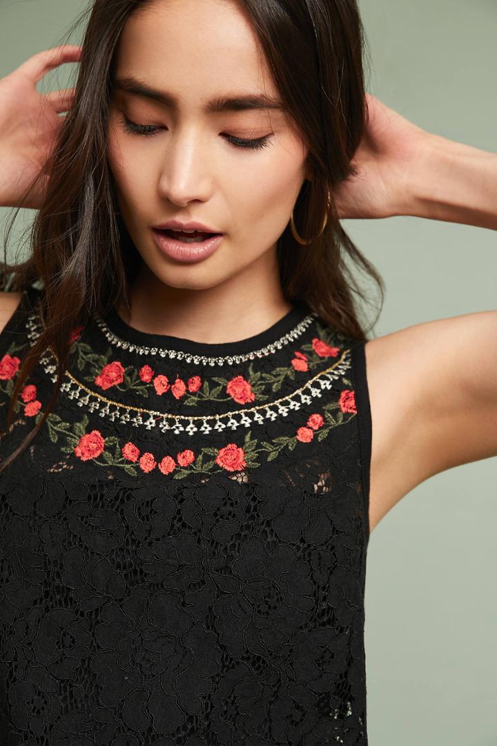 Meadow Rue Embroidered Lace Shell