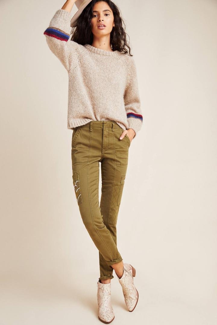Anthropologie Austen Embroidered Utility Pants