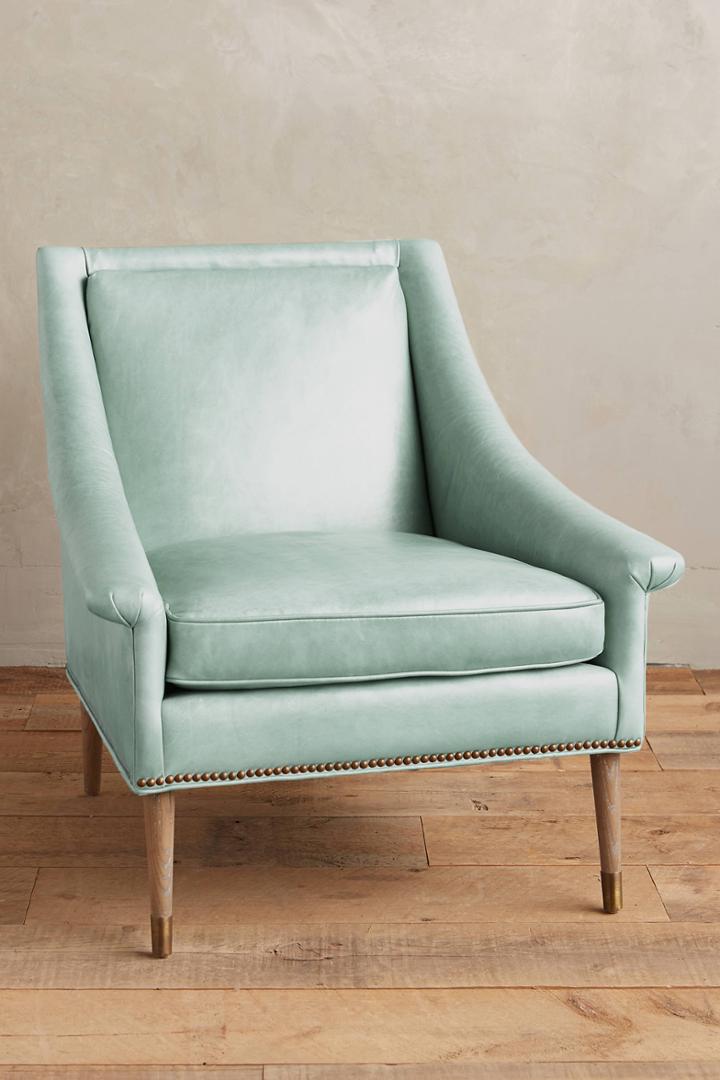 Anthropologie Premium Leather Tillie Armchair