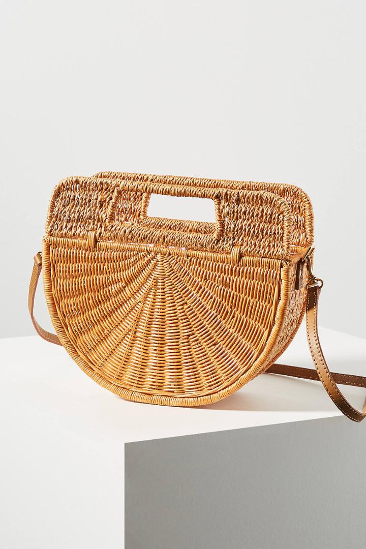 Serpui Marie Barbara Wicker Crossbody Bag