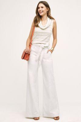 7 For All Mankind Belted Palazzo Pants White