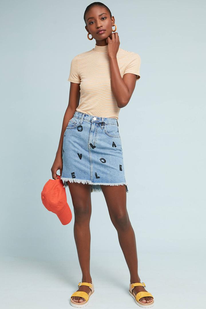 Current/elliott Love Letter Denim Mini Skirt