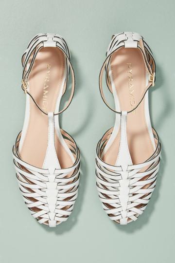 Anthropologie Pyramidis Woven T-strap Flats
