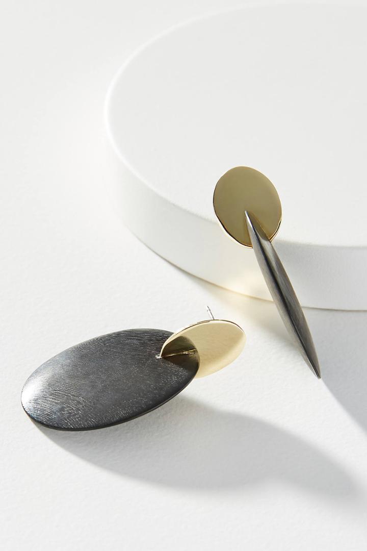 Soko Grooved Contrast Drop Earrings