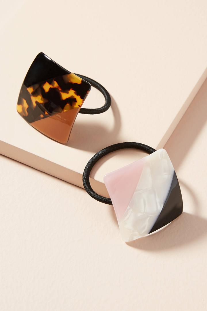 Anthropologie Tortoise Square Pony Holder Set