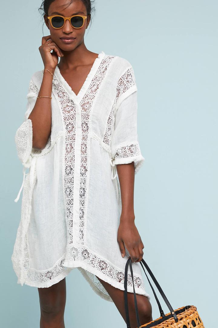 Muche Et Muchette Embroidered Linen Poncho