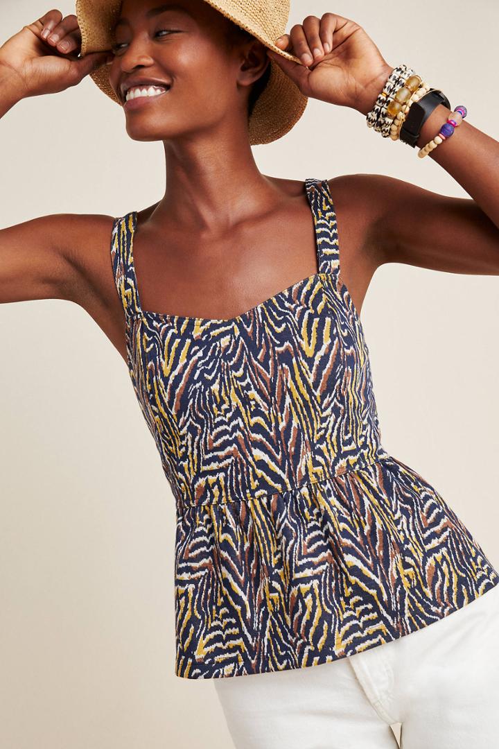 Anthropologie Jaime Zebra Peplum Tank