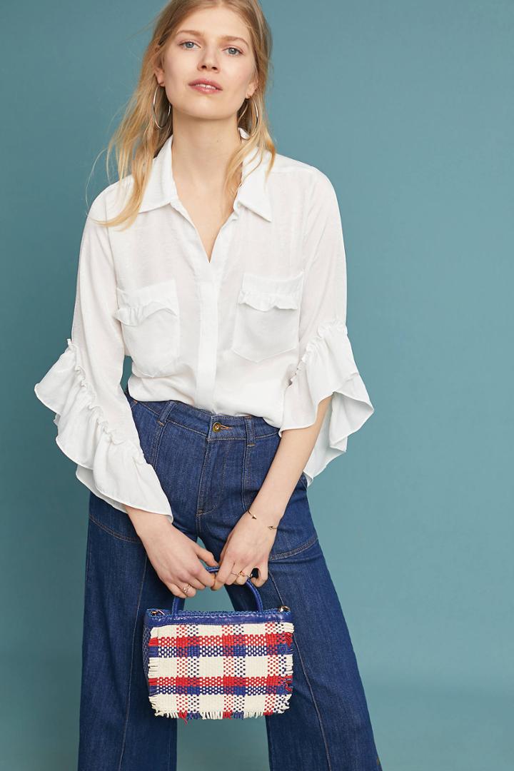 Misa Maryn Ruffle-sleeve Buttondown