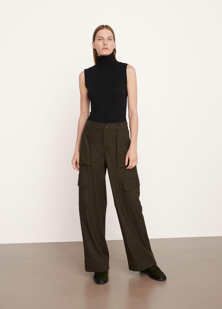 Vince Flannel Wide Leg Cargo Pant