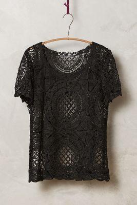 Anthropologie Cutwork Lace Tee