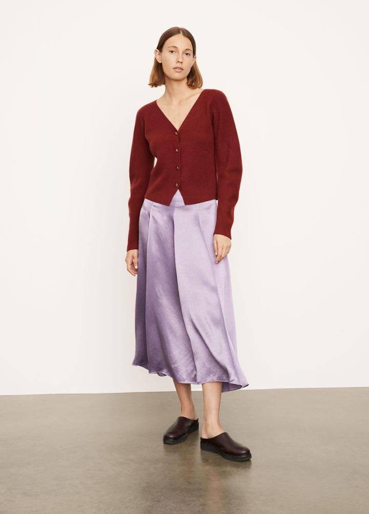 Vince Cashmere Ribbed Open Neck Cardigan