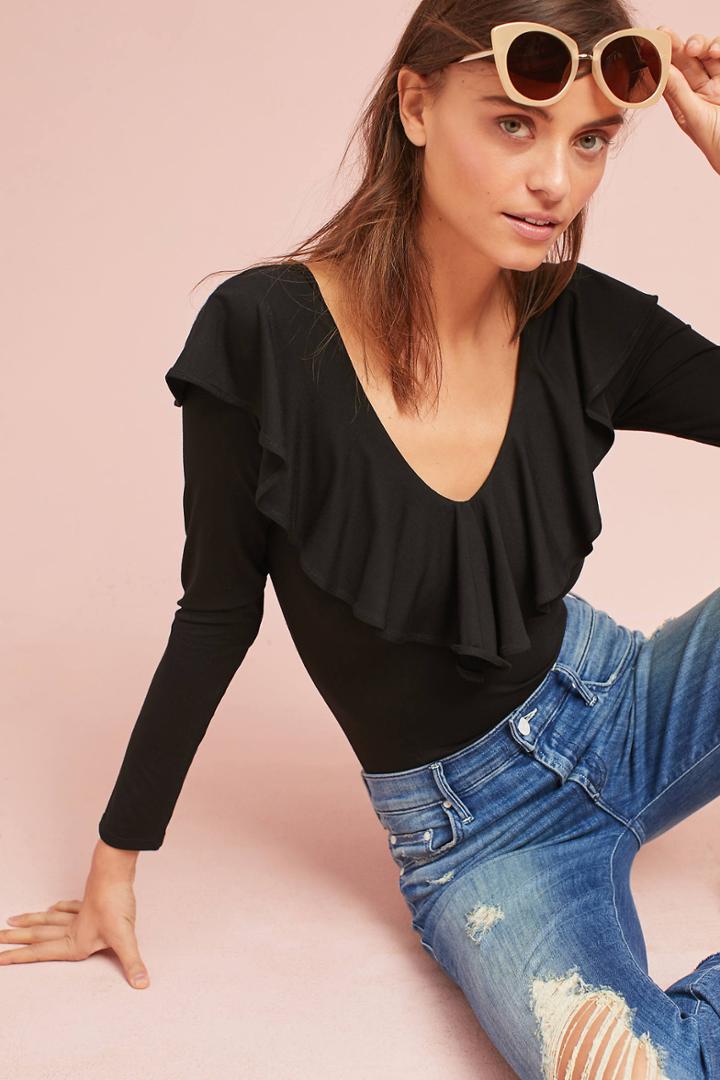 Lbb Ruffled Long-sleeve Bodysuit