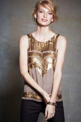 Anthropologie Deco Sequin Petite Tank