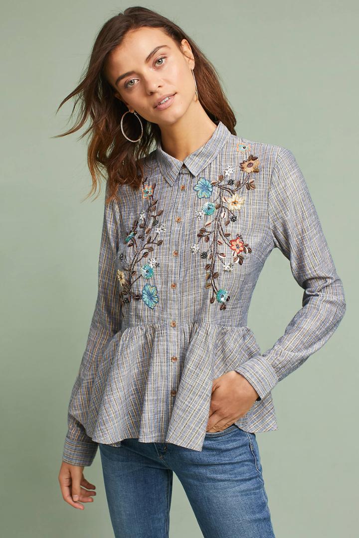 Hd In Paris Ella Embroidered Peplum Shirt