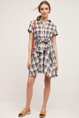 Tylho Plaid Tie-waist Shirtdress
