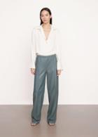 Vince Drop Waist Leather Wide Leg Pull On Pant