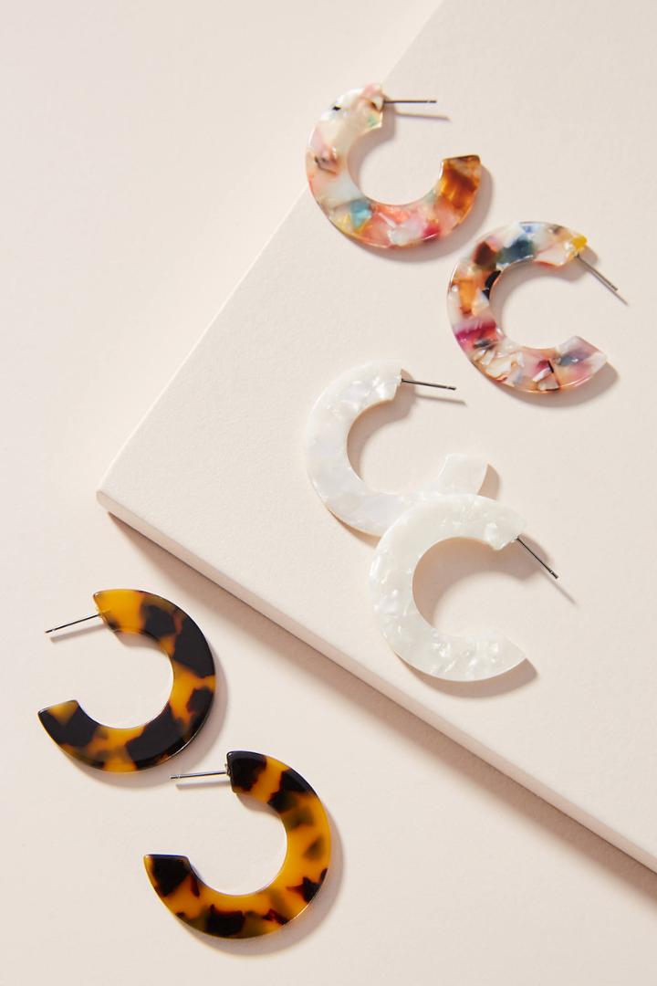 Anthropologie Classic Resin Hoop Earring Set