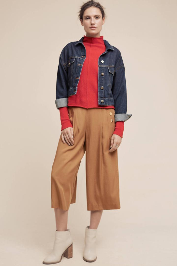 Pilcro Cropped Denim Trucker Jacket