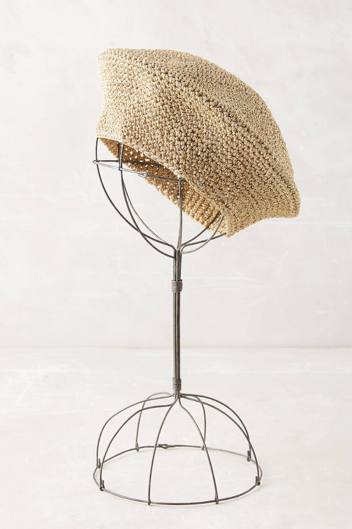 Anthropologie Golden Knit Beret