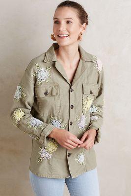 Artisan De Luxe Embroidered Poppy Shirt Jacket