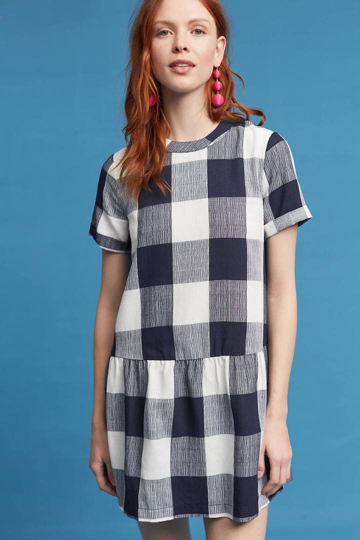 Maeve Halle Drop-waist Gingham Dress