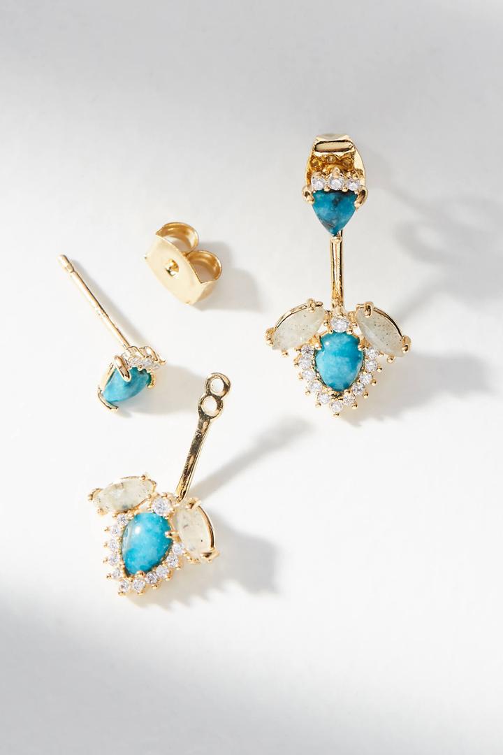 Anthropologie Turquoise Front-back Post Earrings