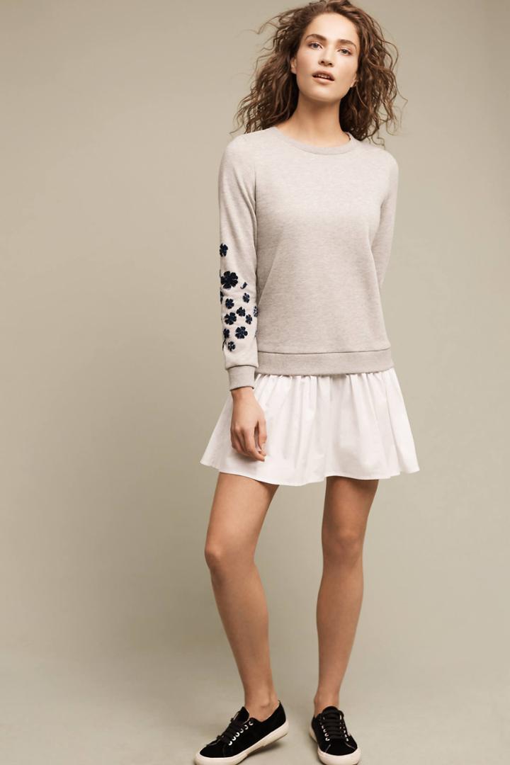 Blue Tassel Petaled Sweatshirt Dress